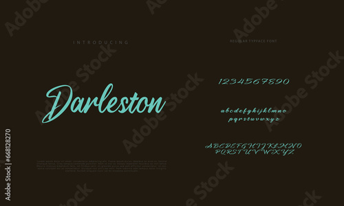 Abstract Calligraphy font alphabet. Minimal modern urban fonts for logo, brand etc. Typography typeface uppercase lowercase and number. vector illustration 