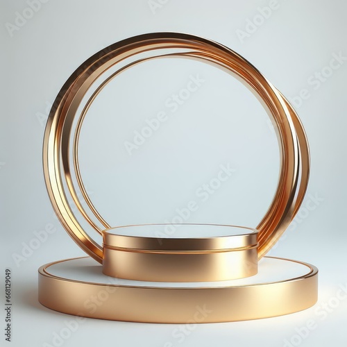Golden  marble podium for product display with abstract background pedestal for social media post