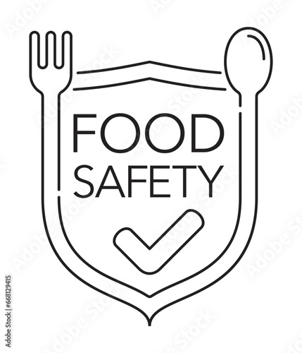 Food safety badge in thin line