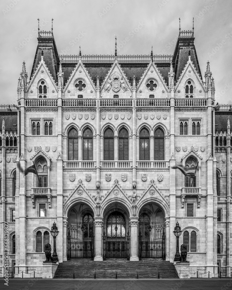Hungarian Parliament Building in black & white