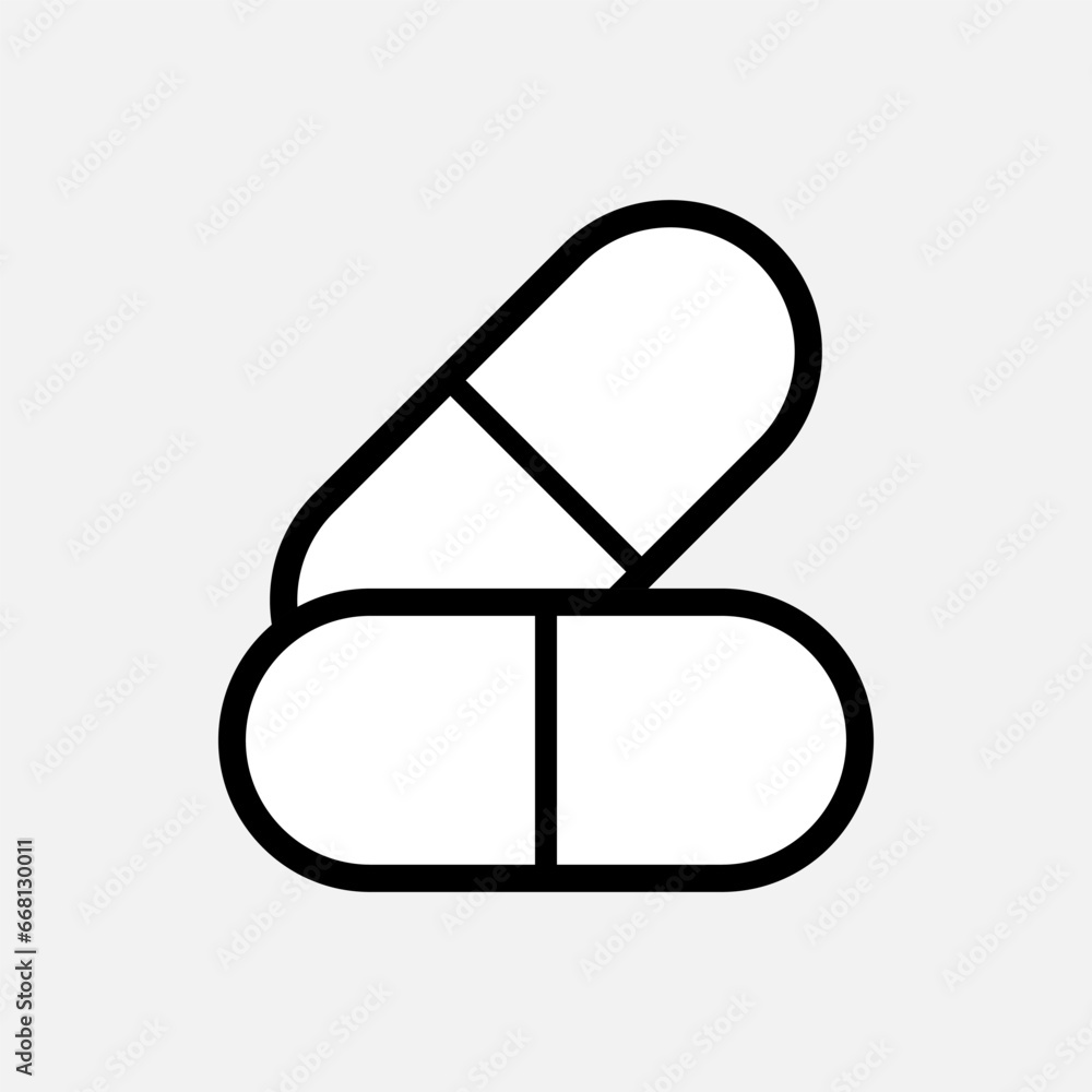 Capsules Icon. Drugs, Cure Media Symbol - Vector. Capsules Icon. Drugs, Cure Media Symbol - Vector.