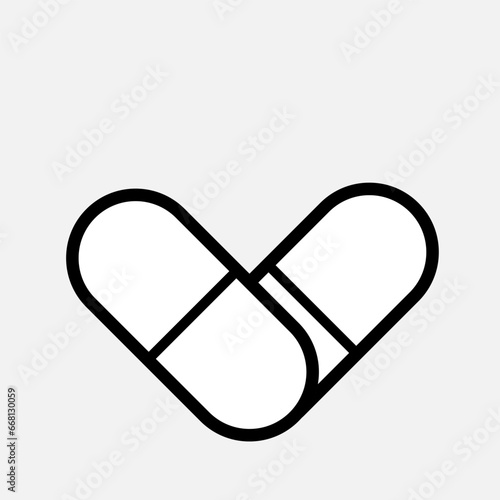 Capsules Icon. Drugs, Cure Media Symbol - Vector.