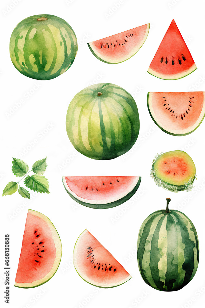 watermelon watercolor clipart cute isolated on white background watermelon watercolor clipart cute isolated on white background