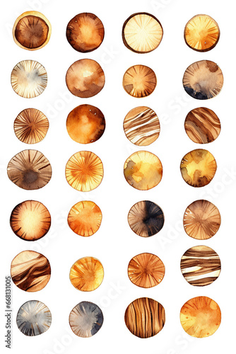 wood timber log set collection watercolor clipart isolated on white background