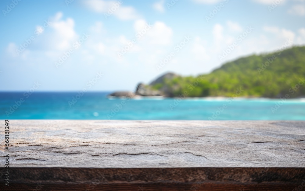 Fototapeta premium empty marble granite table top sea summer background