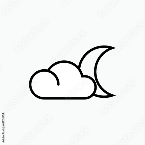 Cloudy Night Icon. Weather Symbol – Vector. Logo Template.