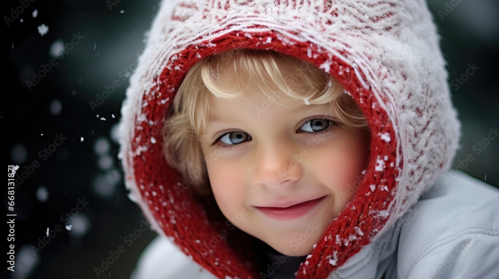 Children’s Christmas portrait outside. Decorated Christmas tree in snowy winter holidays outdoor. Happy children having fun.. Children’s Christmas portrait outside. Decorated Christmas tree in snowy winter holidays outdoor. Happy children having fun..
