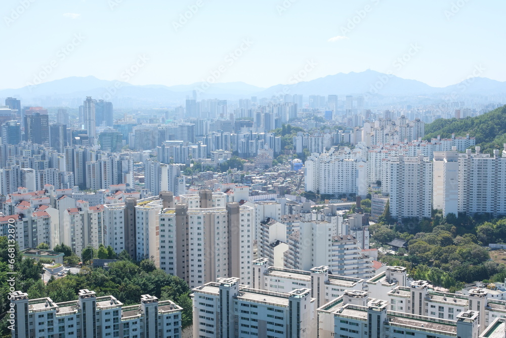 View of Seoul, South Korea from Inwangsan Mountain