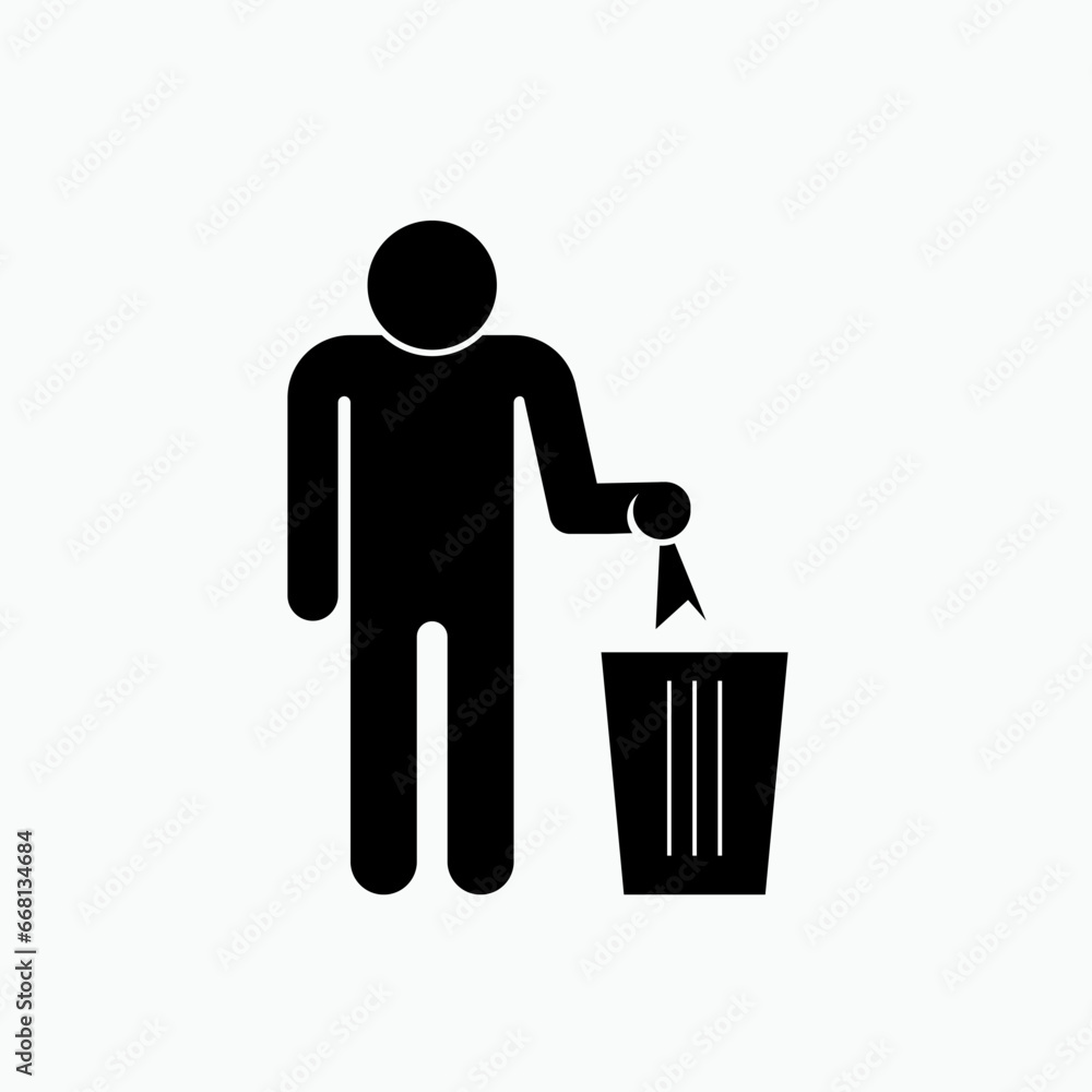 Keep Clean Icon. People Symbol Throwing Rubbish to Basket - Vector Logo Template. Keep Clean Icon. People Symbol Throwing Rubbish to Basket - Vector Logo Template.