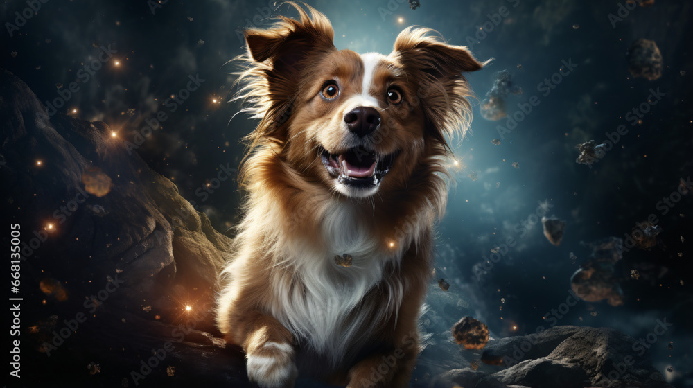 Smiling Dogs flying in Space Smiling Dogs flying in Space