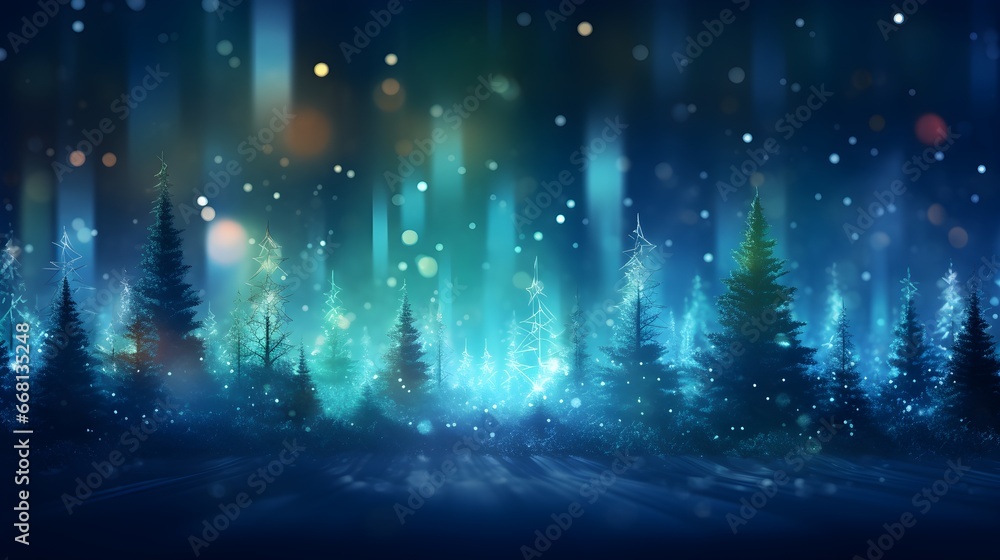 Holiday themed abstract forest full of christmas trees.