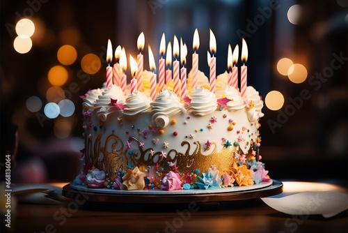 Birthday Cake with candles birthday party © Muhammad Ishaq