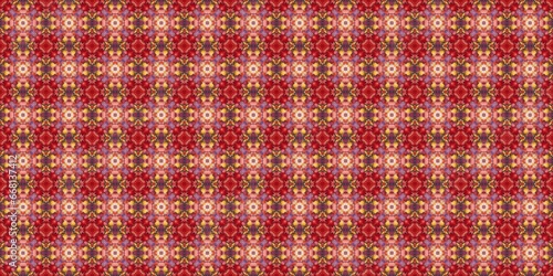 Seamless pattern with ethnic motifs in red and yellow colors