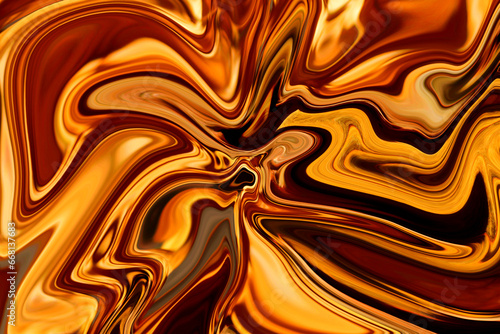 Yellow and orange marble ink texture acrylic painted waves texture background. Artistic shape fluid flow. Lava pattern. pattern can used for wallpaper or skin wall tile luxurious.