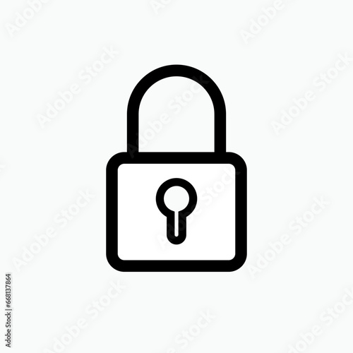 Padlock Icon. Closed Access Symbol in Line Art Style - Vector.       