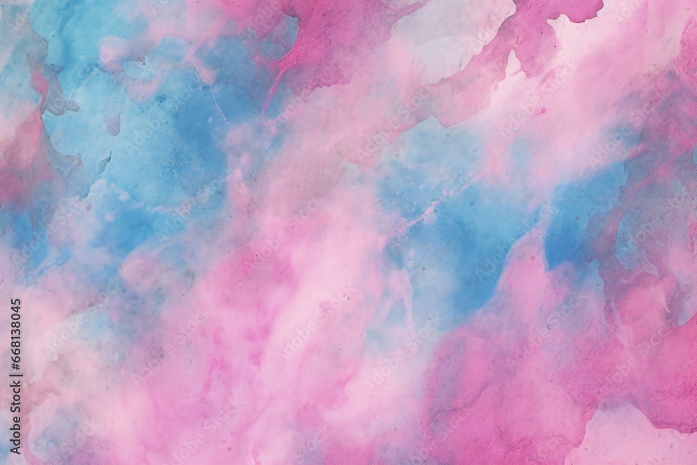 Abstract pink and blue watercolor background,  Hand-drawn illustration
