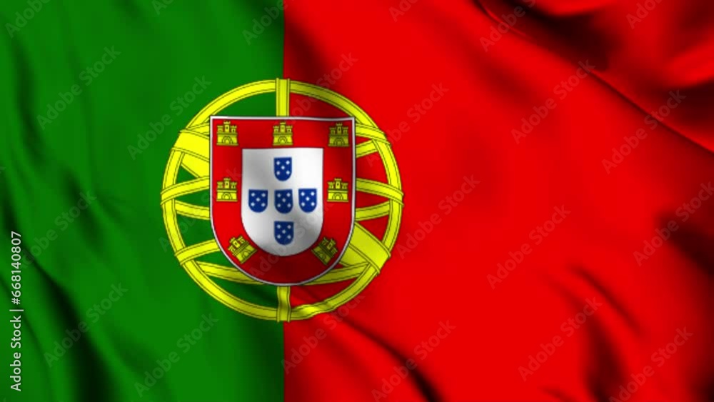 Portugal flag, waving animation video Portugal flag, waving animation video