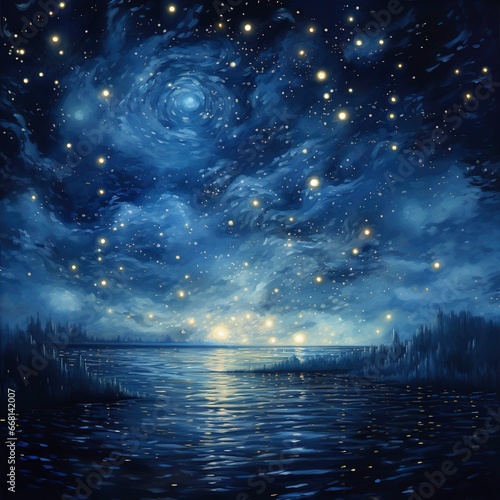 starry night sky background blue