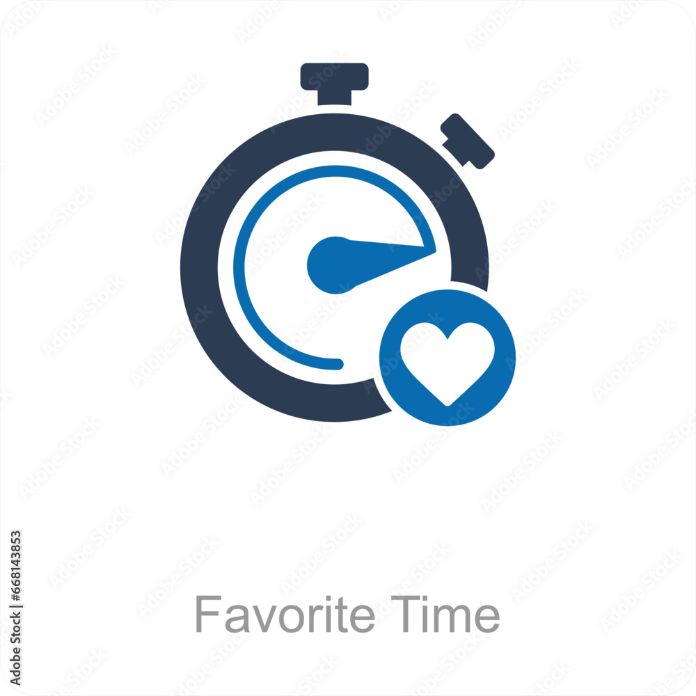 Favorite Time and time icon concept Favorite Time and time icon concept