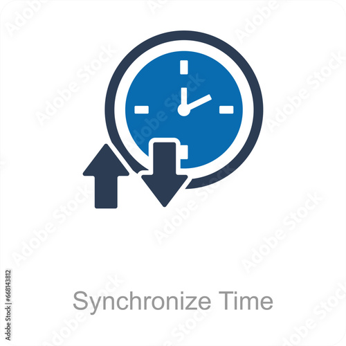 Synchronize Time and time icon concept