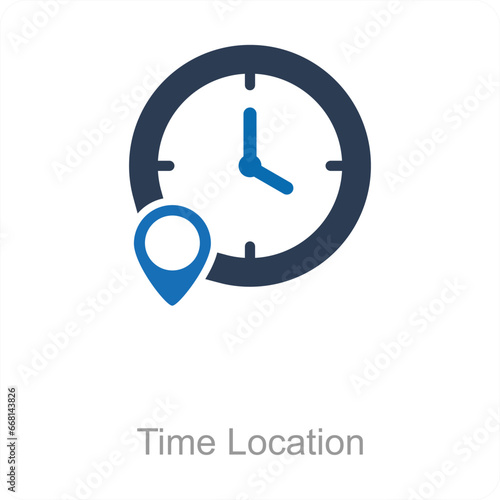 Time Location and time icon concept