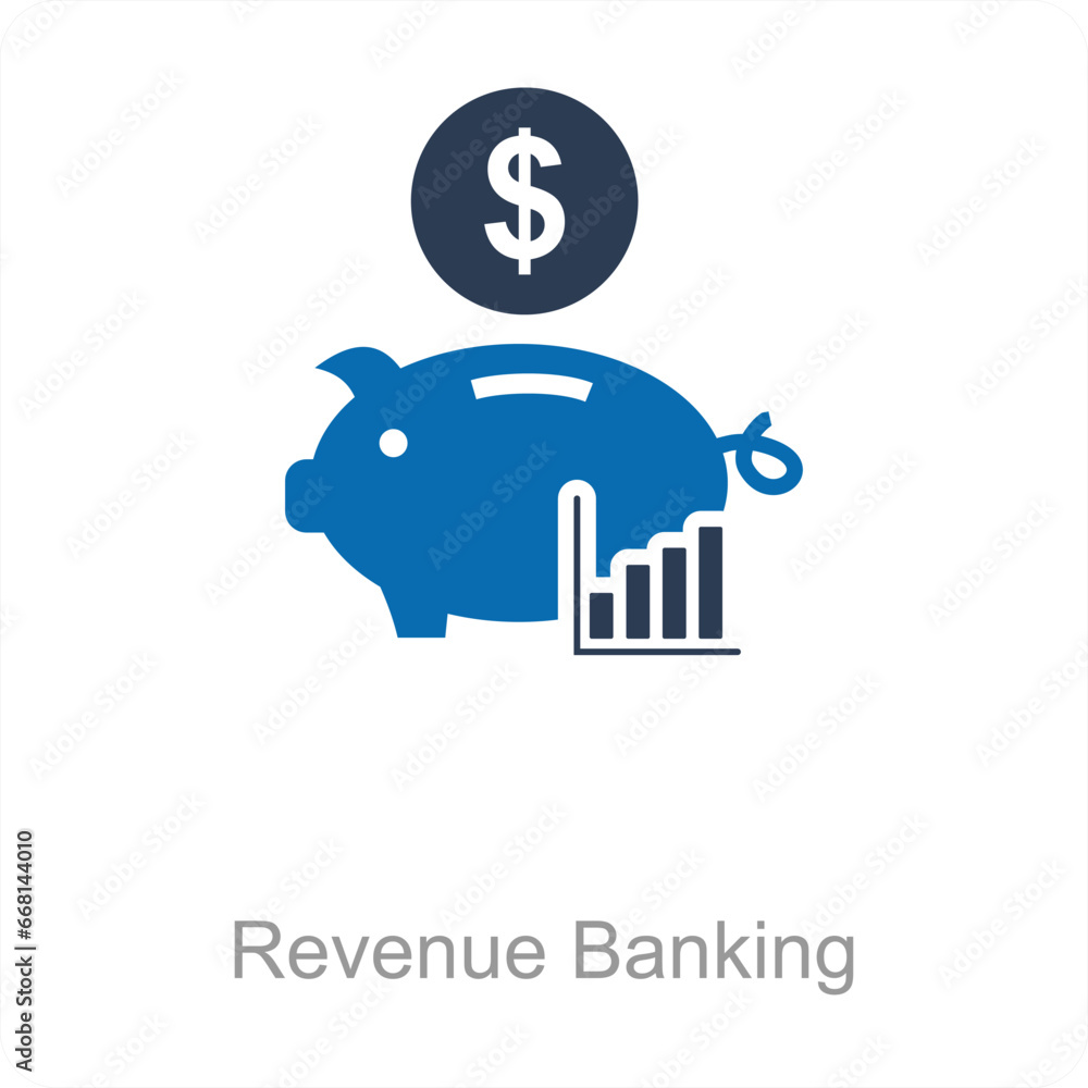 Revenue Banking and bank icon concept Revenue Banking and bank icon concept
