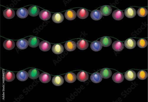Christmas lights background, colorful holiday lights, festive lighting, vector illustration, holiday decoration, twinkling lights, bright Xmas lights, dark background, Christmas vector, festive design