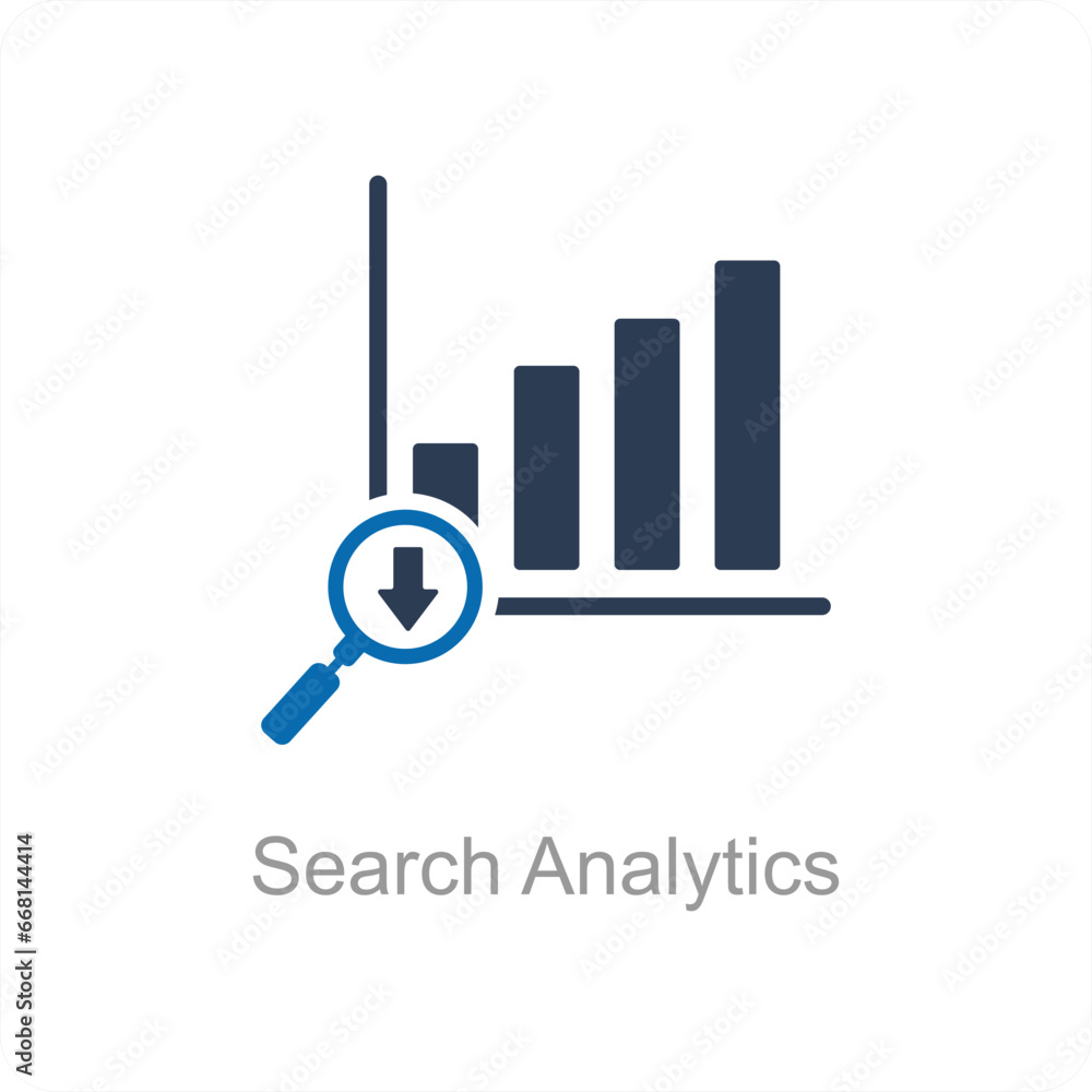 Search Analytics and graph icon concept Search Analytics and graph icon concept