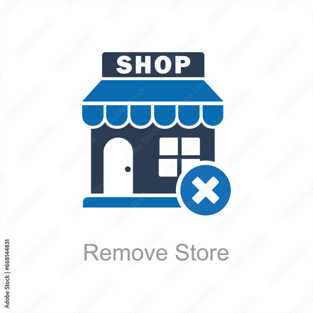 Remove Store and shop icon concept Remove Store and shop icon concept