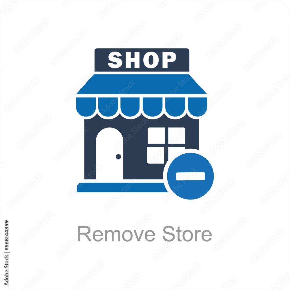 Remove Store and shop icon concept Remove Store and shop icon concept