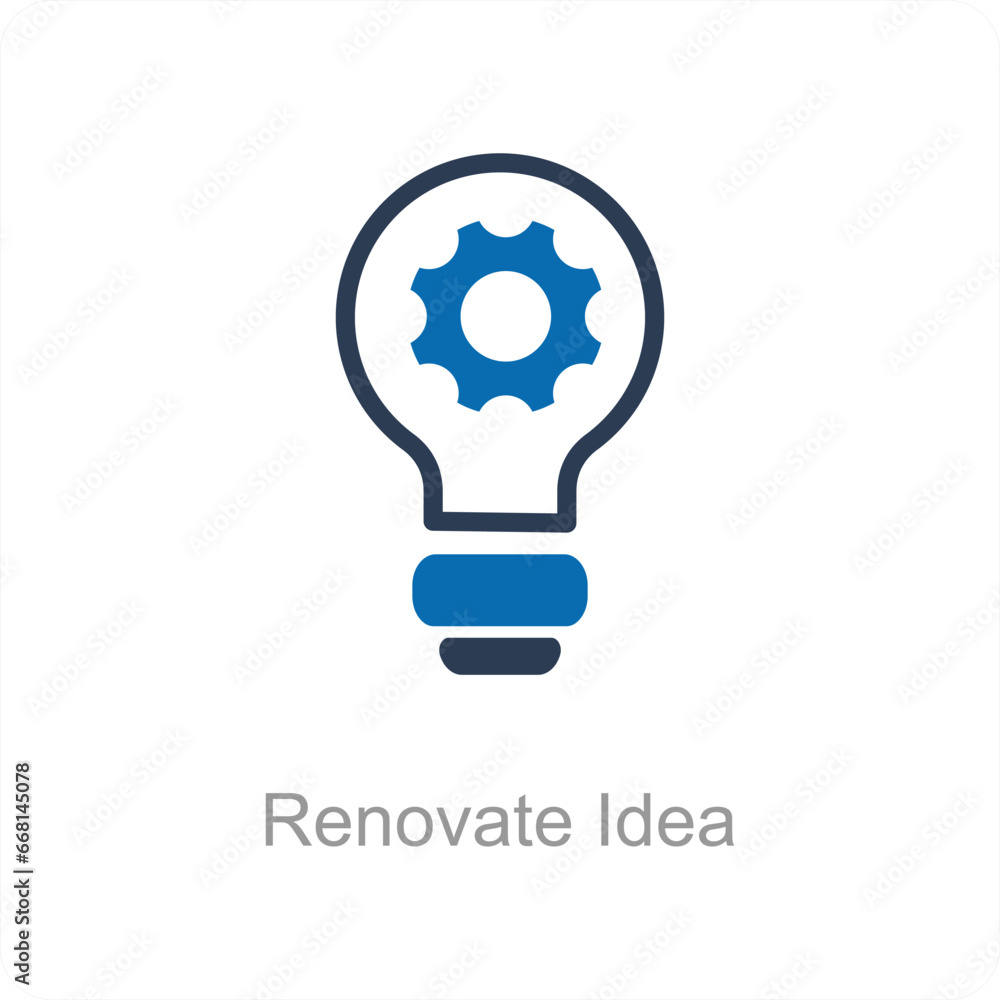 Renovate Idea and idea icon concept Renovate Idea and idea icon concept