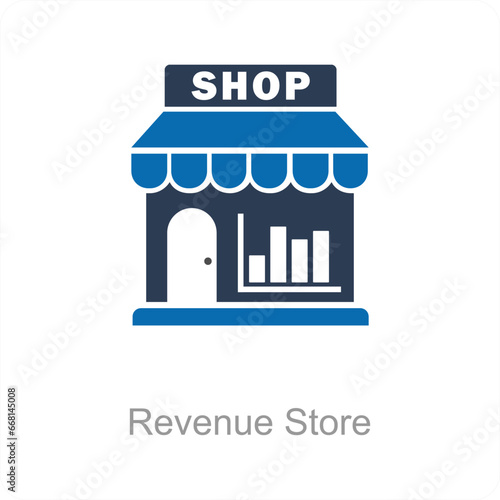 Revenue Store and shop icon concept