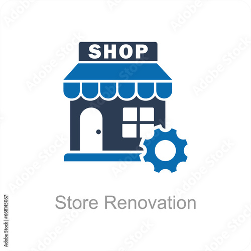Store Renovation and renovate icon concept
