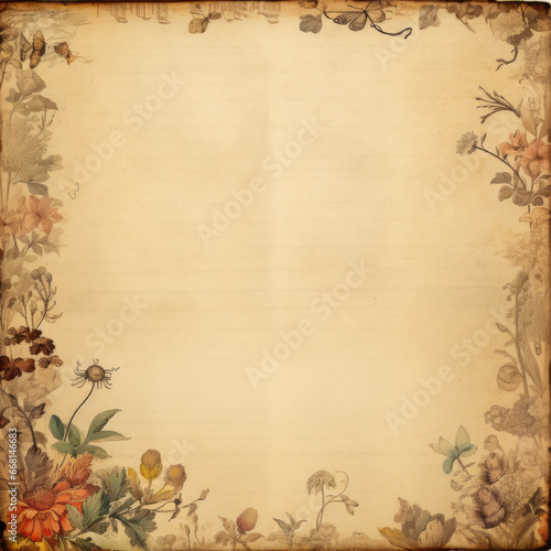 Vintage floral patterns on an old greeting card