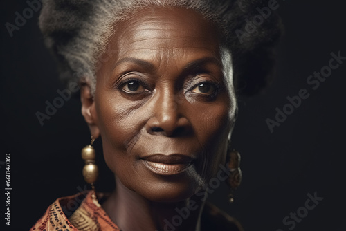 portrait of senior african american woman. Generative Ai