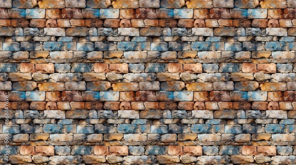 Fototapeta premium Seamless texture pattern of stone bricks and marble wall 