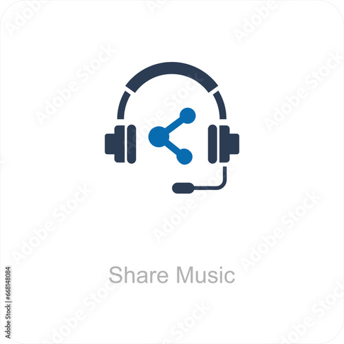 Share Music and music icon concept
