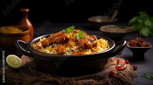 Chicken kabsa - homemade arabian rice, Saudi food.