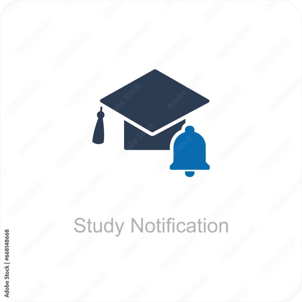Study Notification and notification icon concept Study Notification and notification icon concept