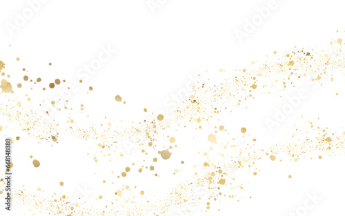 White background decorated with gold dots.