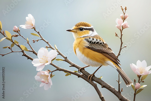 A bird perched on the branch.