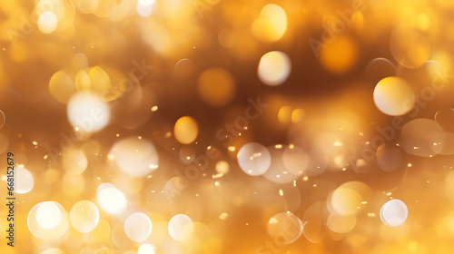 Abstract gold background with golden particles and glitter dancing in the air, shimmering luxury