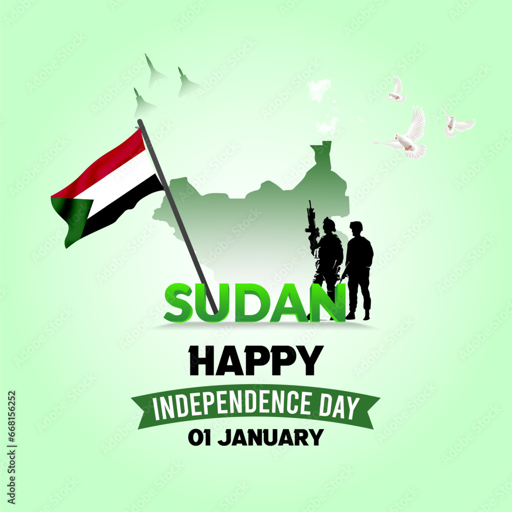 Sudan Independence Day social media post and web banner