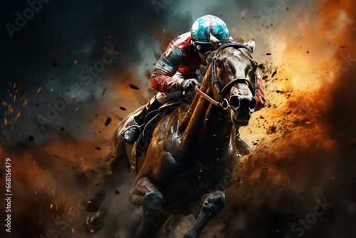 The Jockey's Determined Race to Victory © rzrstudio