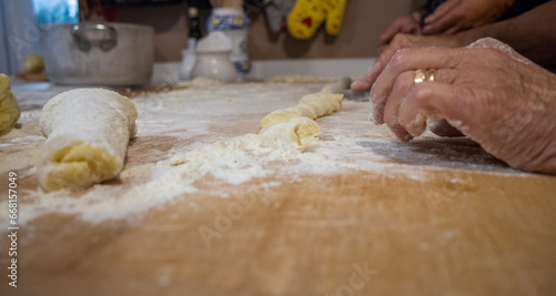 Homemade gnocchi with eggs and flour. traditional Italian recipe