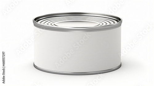 Can of tuna mock up isolated. Can on white background photo