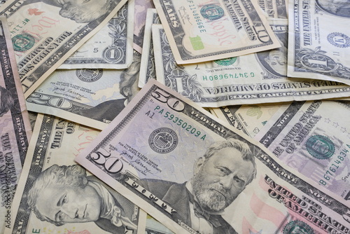 Pile of United States Dollars close up