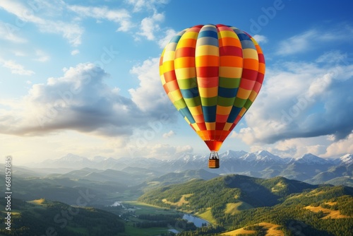 Hot air balloon in the sky. Background with selective focus and copy space © top images