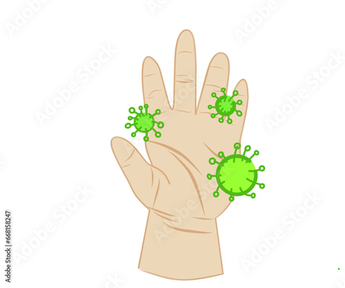 Illustration of hands infected with the virus 