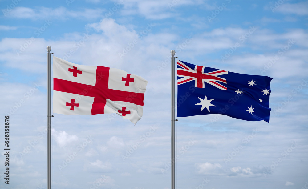 Australia and Georgia flags, country relationship concept